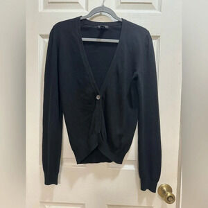 Club Monaco One Button Black Long Sleeve Cardigan Sz Small Cotton Cashmere